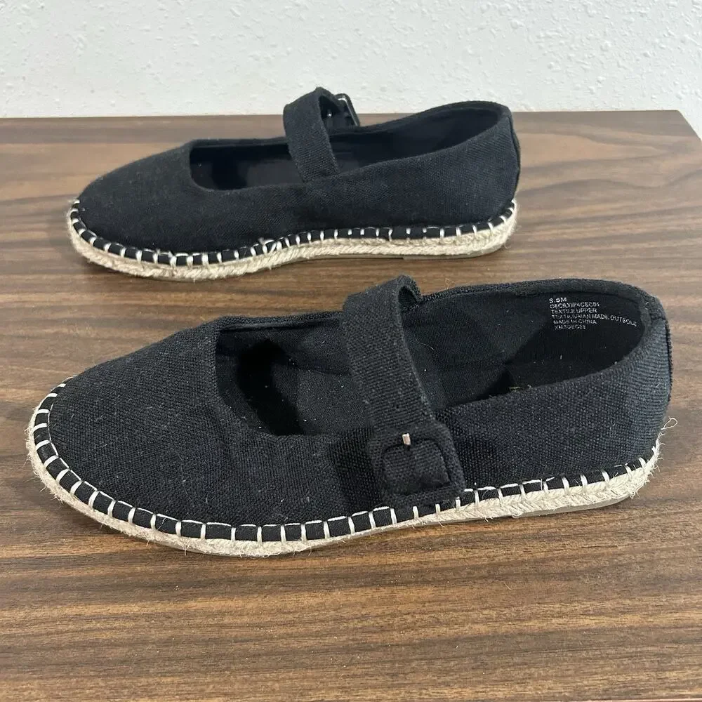Haute Hippie Cecily Women’s Shoes Espadrilles Mary Jane Black Size 8.5 M Flats